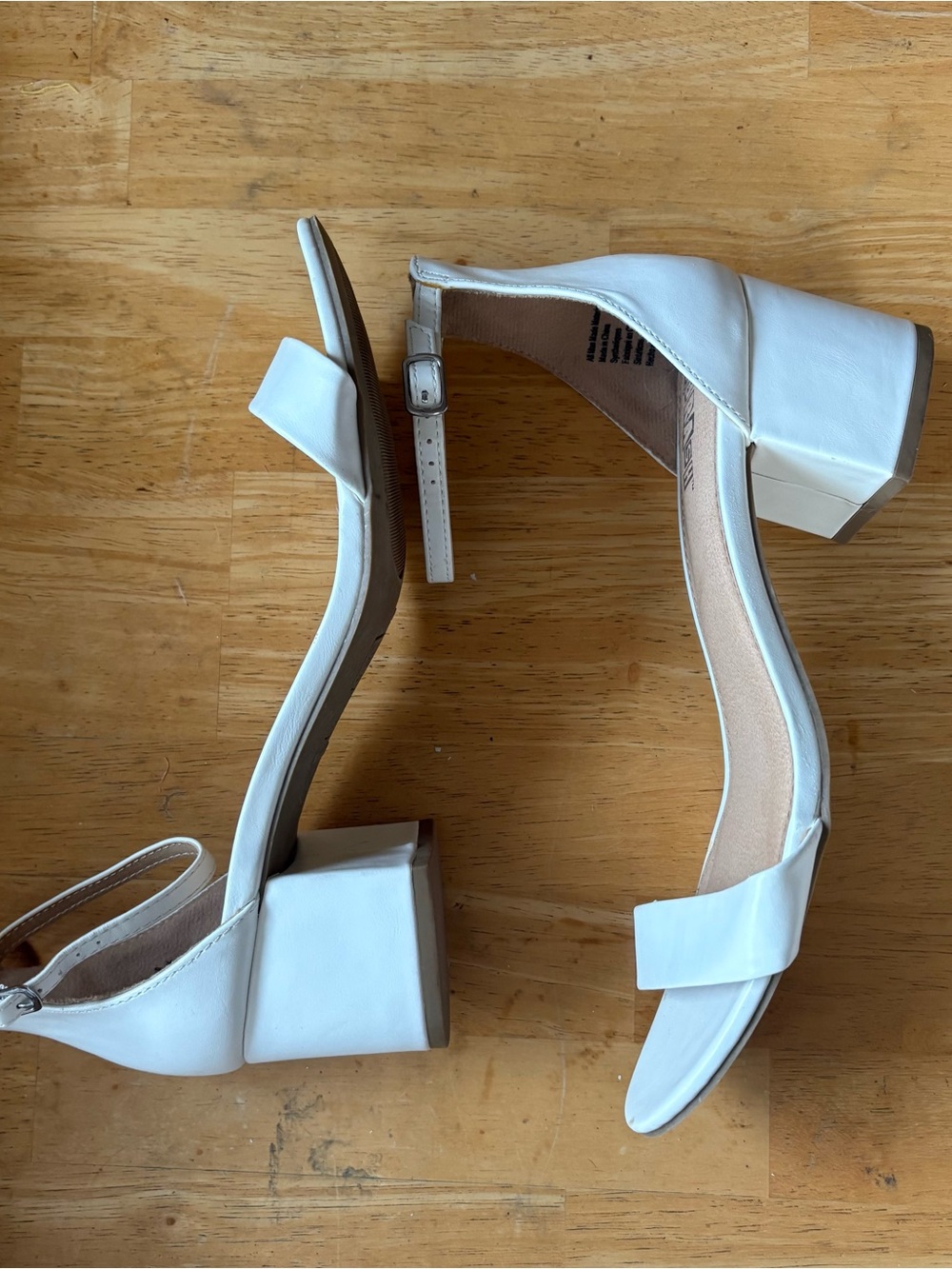 Brash White Block Heel Ankle-Strap Sandals